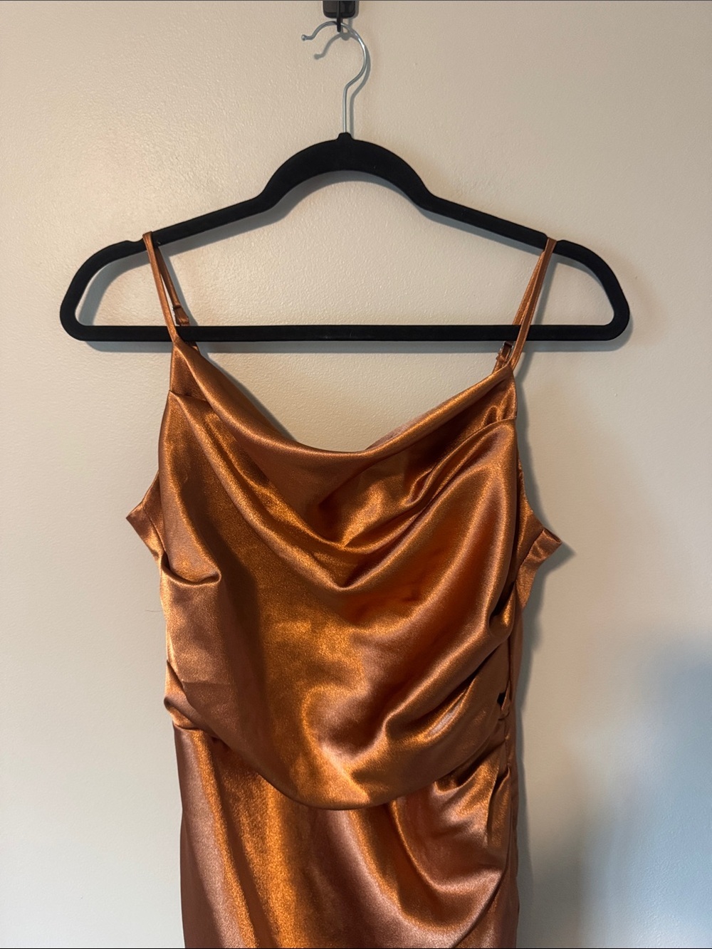 Birdy Grey Lydia Dress in Shiny Satin Rust - Picture 4 of 8